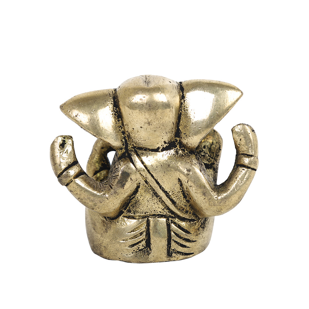 Brass Metal Handcrafted 4 Hands Lord Ganesha (1.1 x 2.3 in)