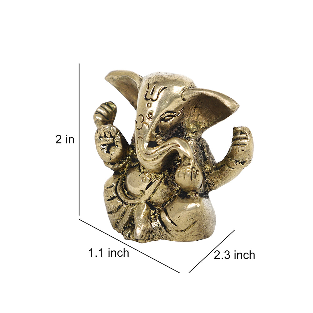 Brass Metal Handcrafted 4 Hands Lord Ganesha (1.1 x 2.3 in)