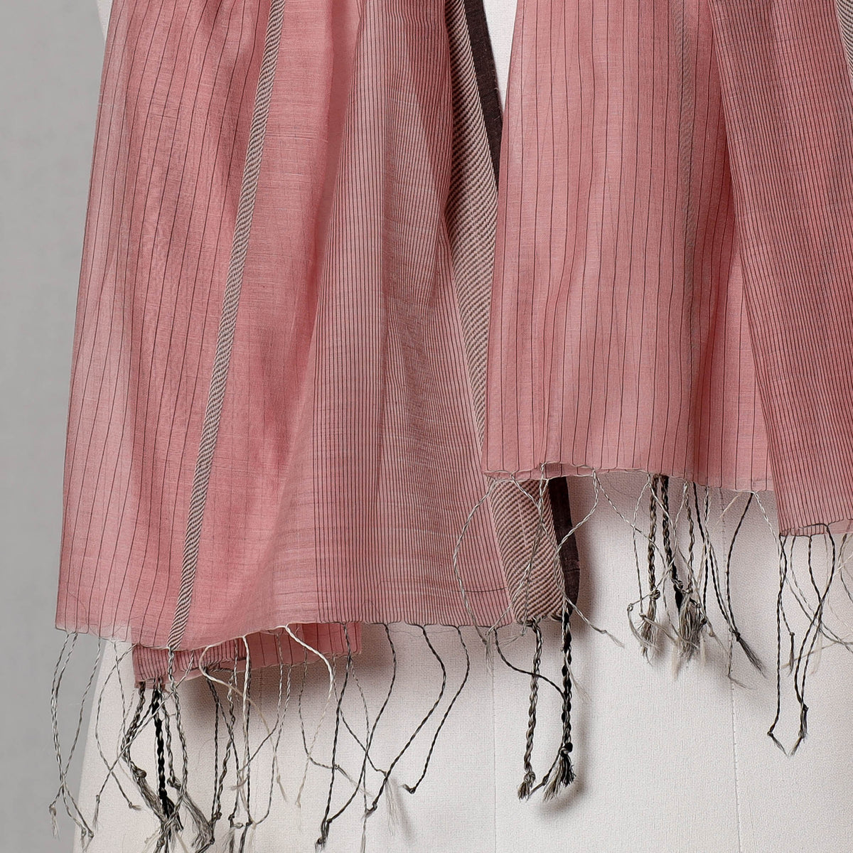 Traditional Silk Cotton Handloom Stole with Tassels