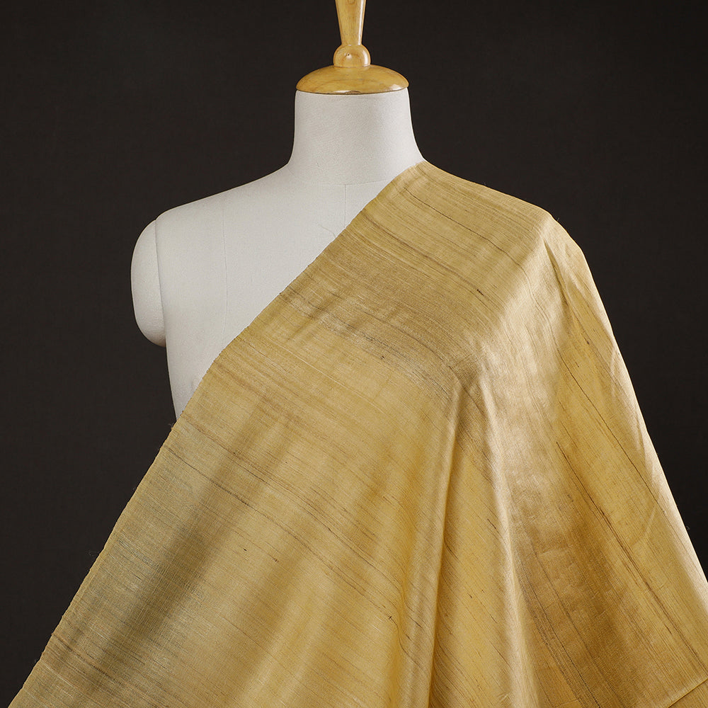 Pastel Yellow - Bhagalpuri Handwoven Pure Desi Tussar Silk Fabric