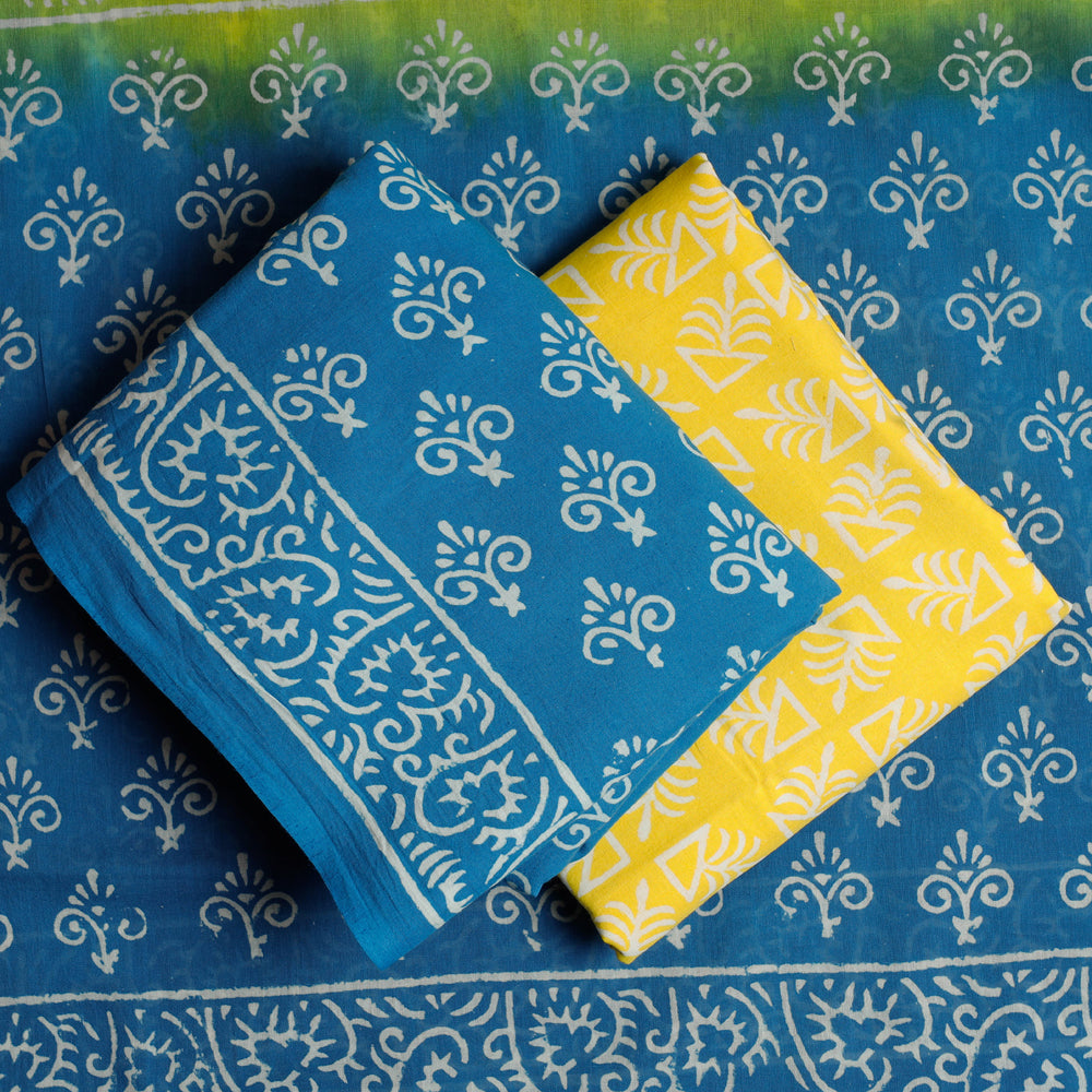 3pc Batik Block Print Cotton Suit Material Set
