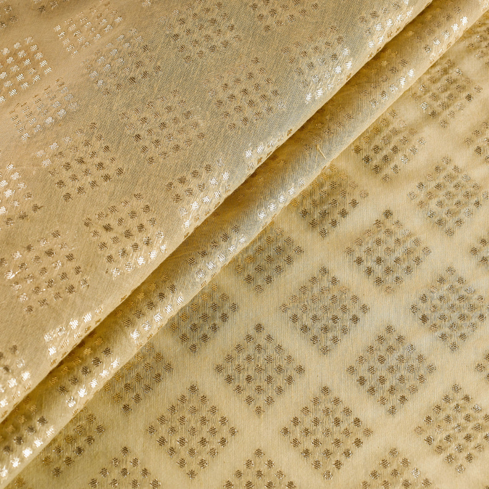 Pure Banarasi Handwoven Cutwork Zari Buti Silk Cotton Fabric