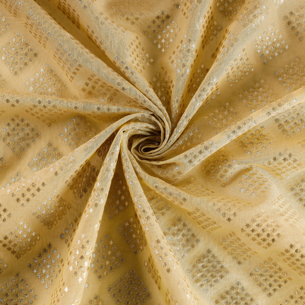 Pure Banarasi Handwoven Cutwork Zari Buti Silk Cotton Fabric