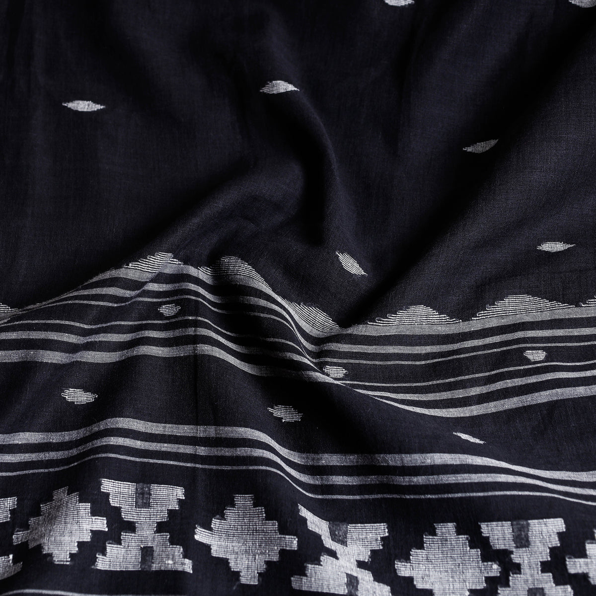 Phulia Bengal Jamdani Buti Handloom Pure Cotton Saree