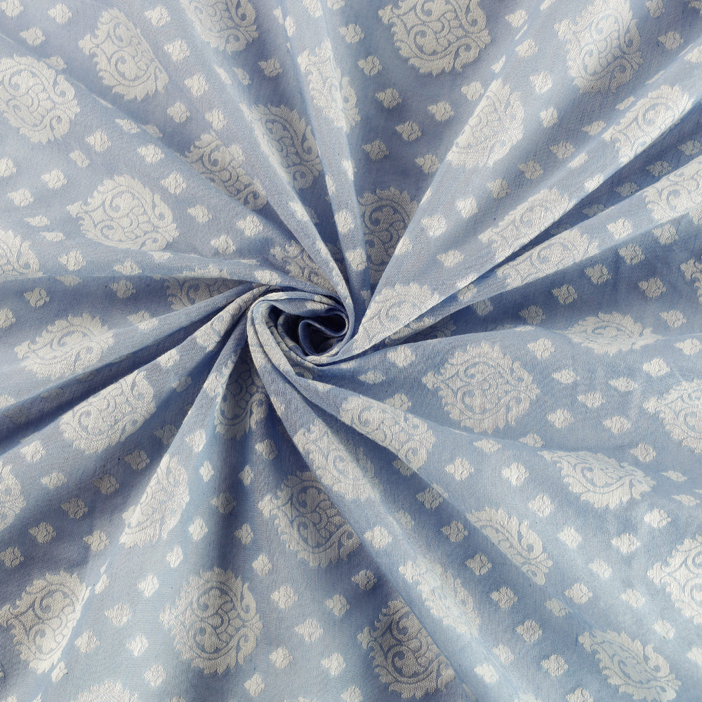 Pure Banarasi Handwoven Cutwork Buti Silk Cotton Fabric