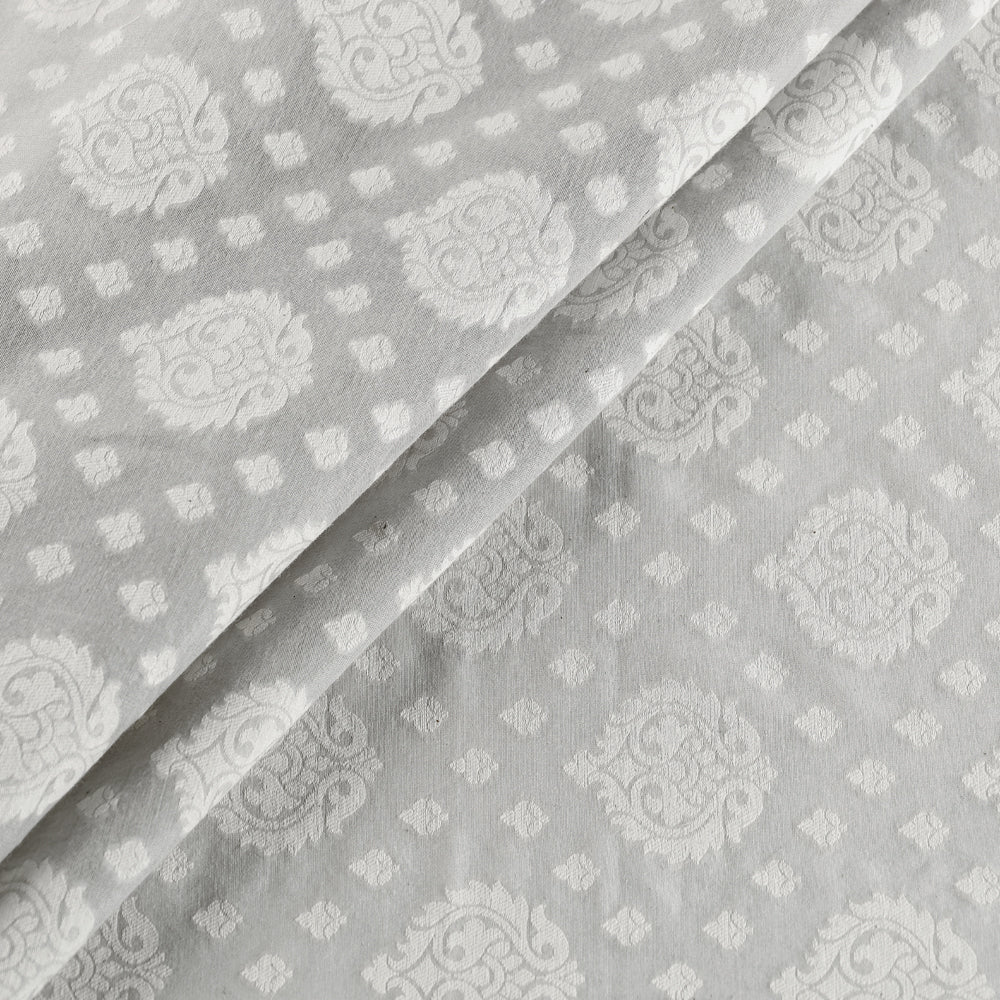 Pure Banarasi Handwoven Cutwork Buti Silk Cotton Fabric