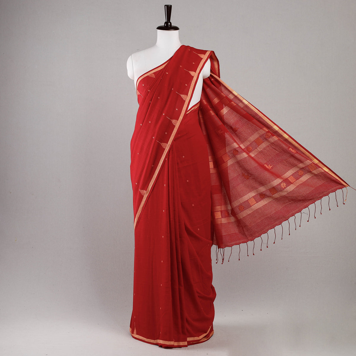 Phulia Bengal Jamdani Buti Handloom Pure Cotton Saree