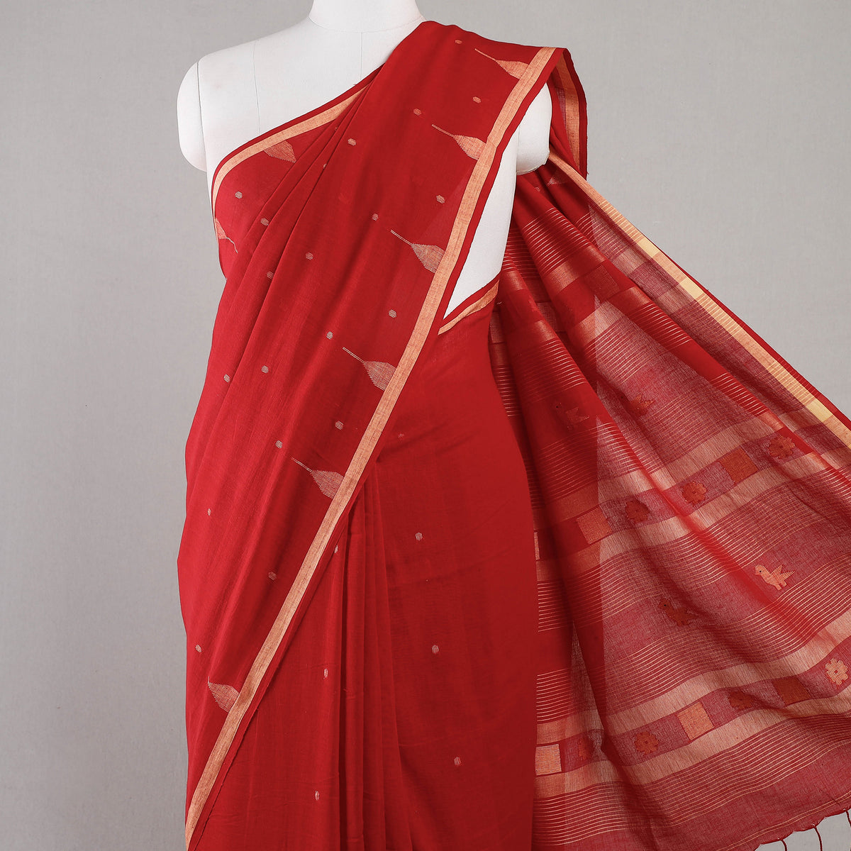 Phulia Bengal Jamdani Buti Handloom Pure Cotton Saree
