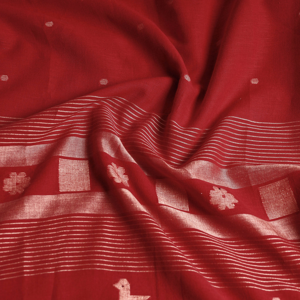 Phulia Bengal Jamdani Buti Handloom Pure Cotton Saree