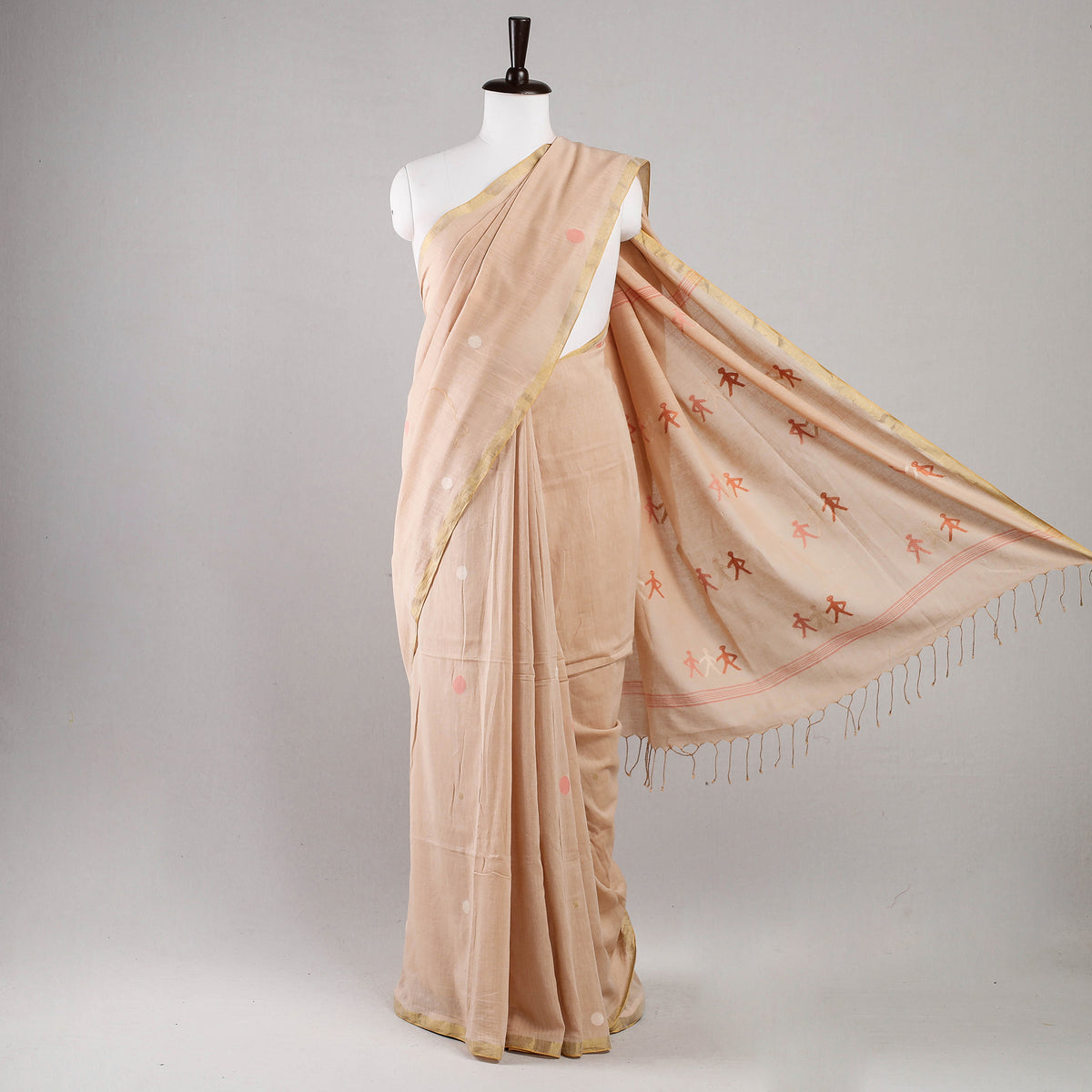 Phulia Bengal Jamdani Buti Handloom Pure Cotton Saree