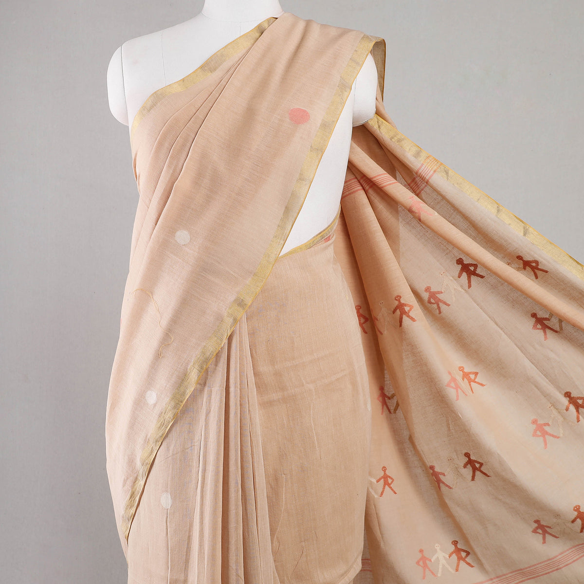Phulia Bengal Jamdani Buti Handloom Pure Cotton Saree