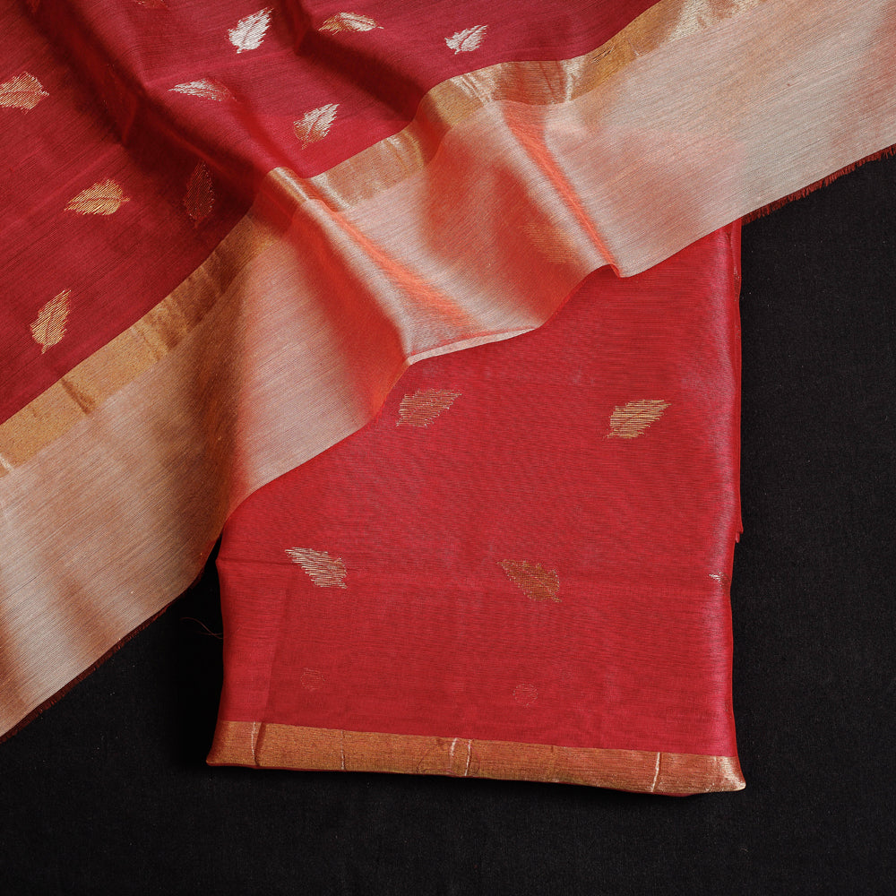 2pc Handloom Chanderi Silk Zari Buti Suit Material Set by Rauph Khan