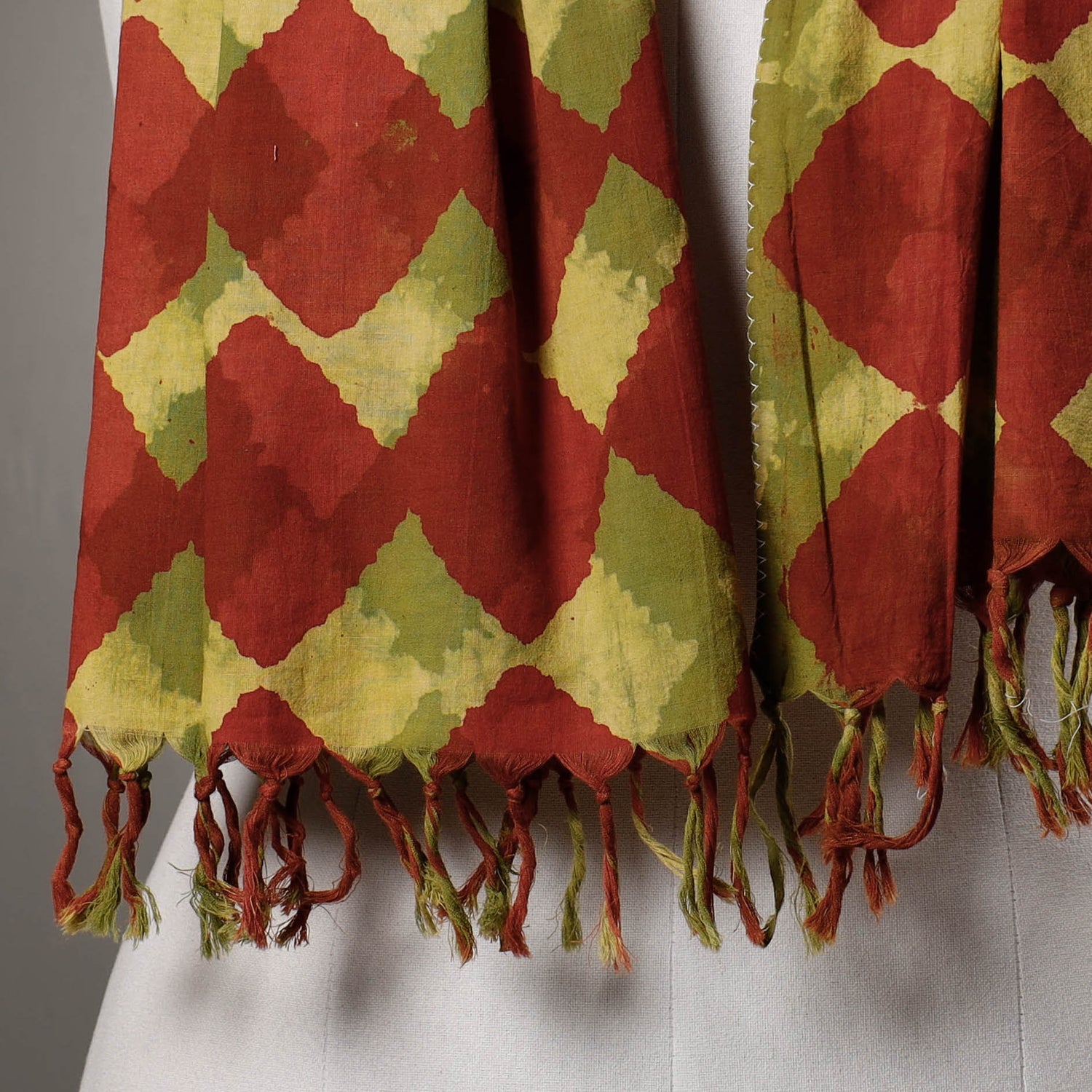 Bagru Block Printed Cotton Stole with Tassels