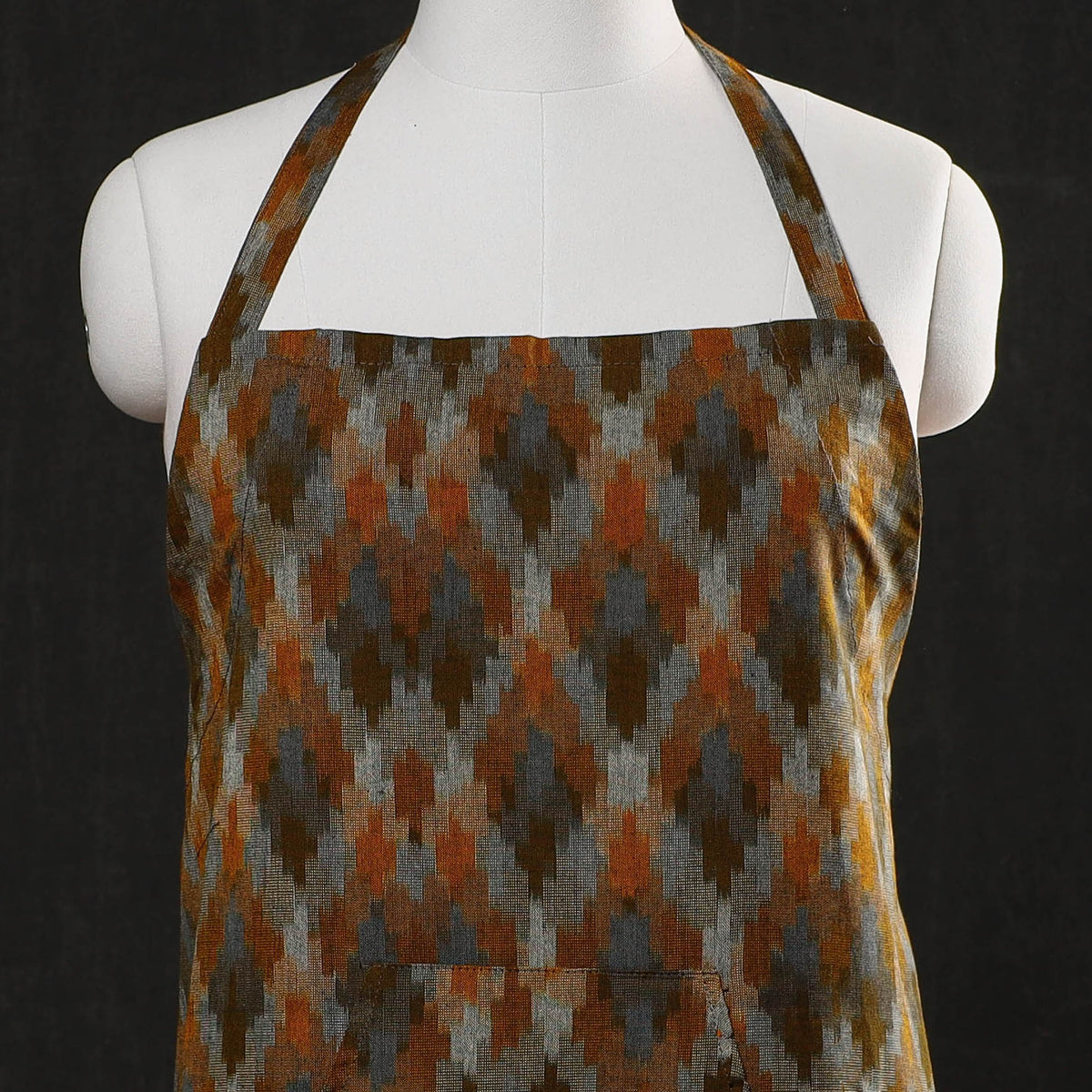 Pochampally Ikat Weave Cotton Apron with Pocket