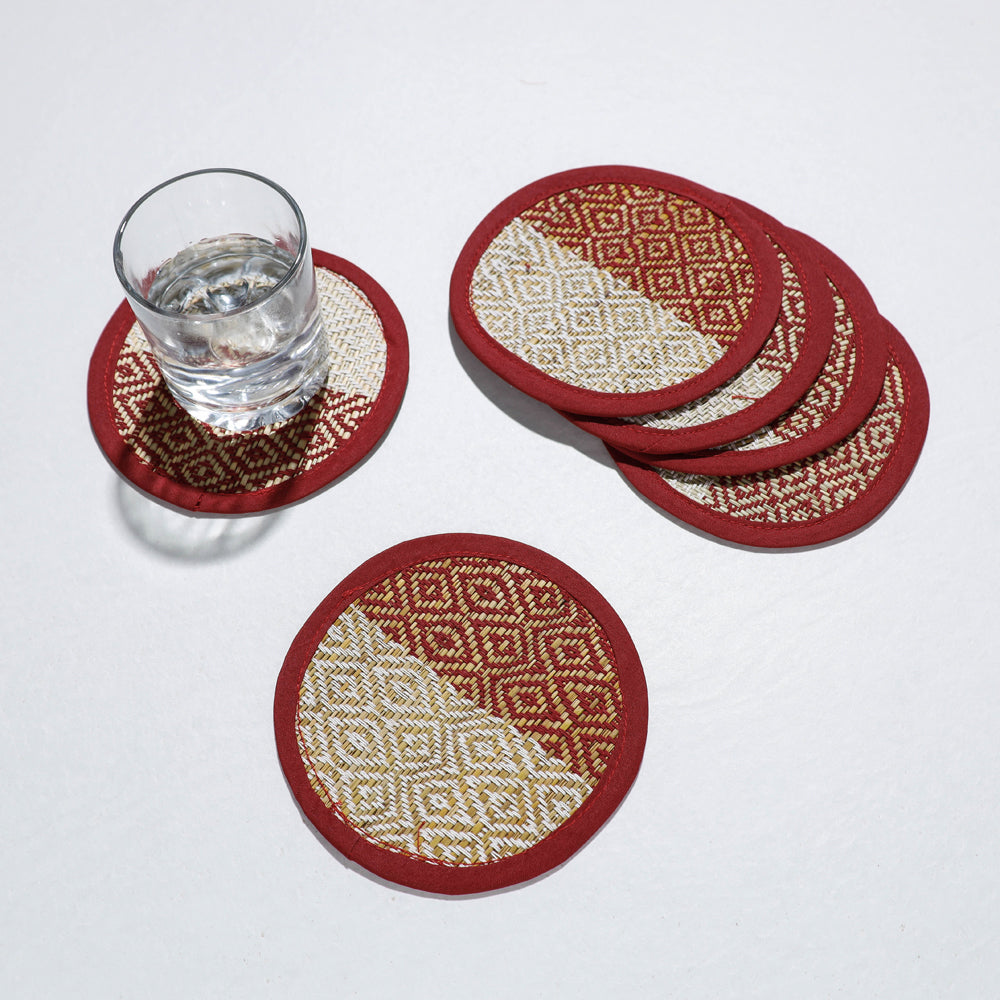 Madur Grass Round Coasters of Midnapur (Set of 6)