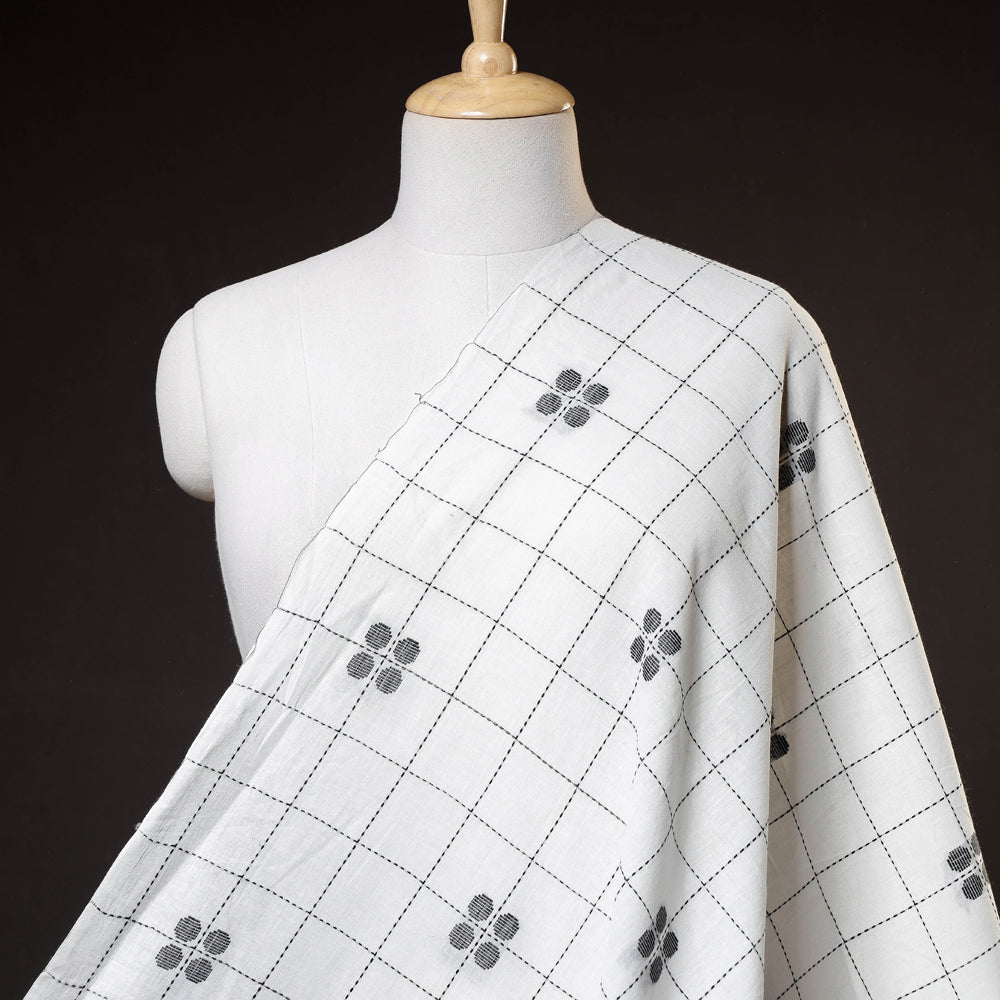 White - Jacquard Pre Washed Cotton Fabric