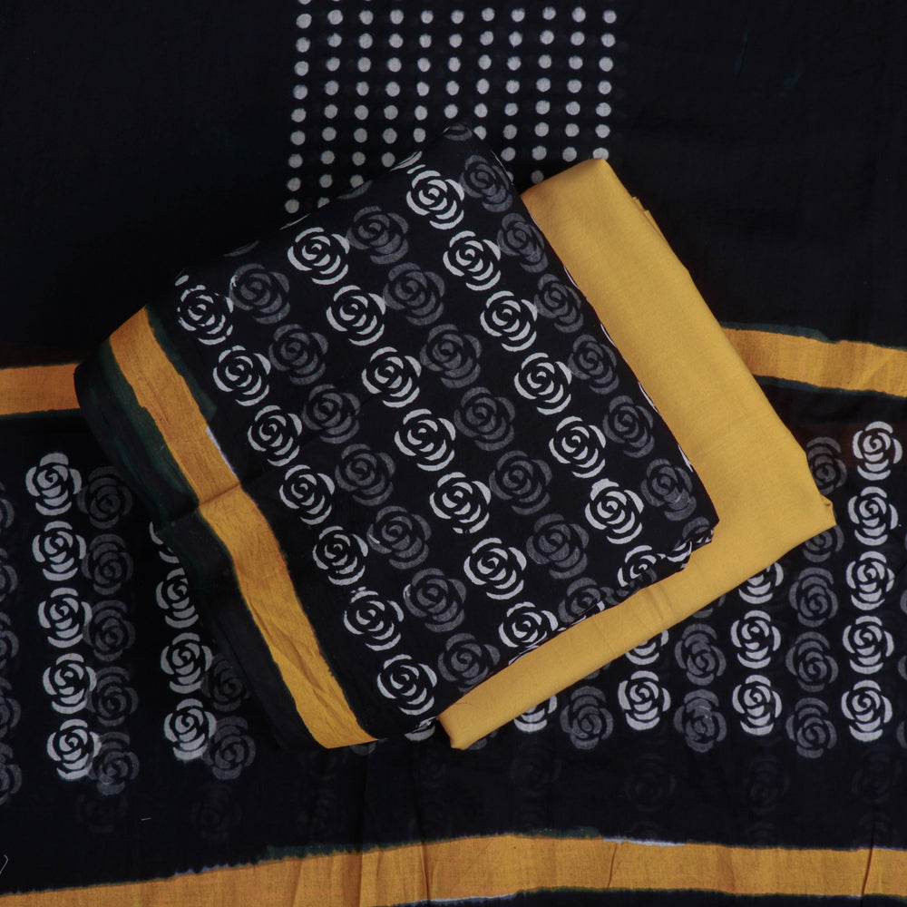 3pc Hand Block Printed Cotton Suit Material Set
