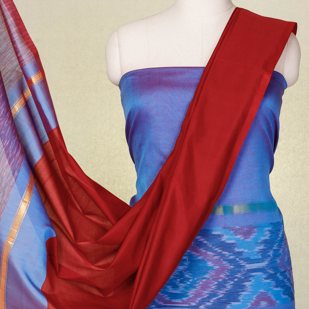3pc Pochampally Ikat Silk Suit Material Set