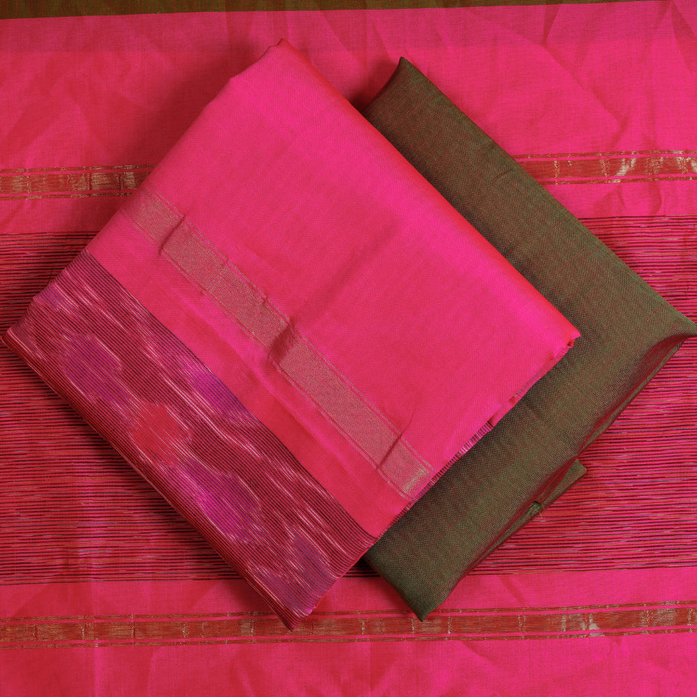 3pc Pochampally Ikat Silk Cotton Suit Material Set