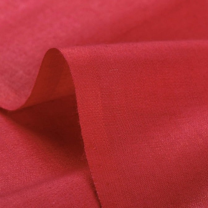 Red - Organic Handspun Handwoven Pure Mulberry Silk Cotton Fabric