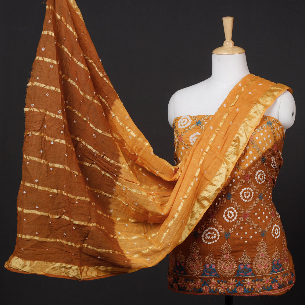 3pc Kutch Bandhani Tie &amp; Dye Cotton Suit Material Set