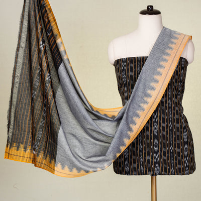 3pc Sambalpuri Ikat Mercerised Cotton Handloom Suit Material Set