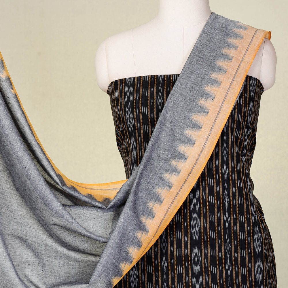 3pc Sambalpuri Ikat Mercerised Cotton Handloom Suit Material Set