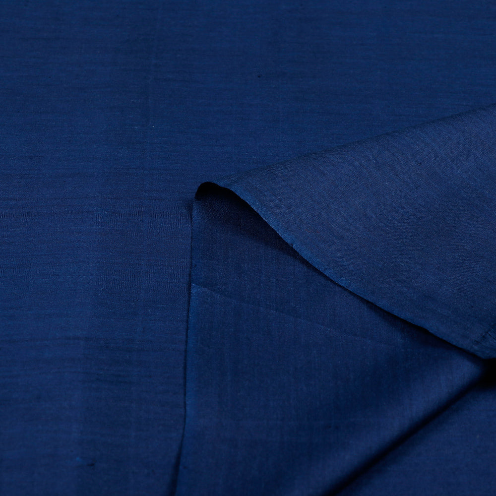 Navy Blue - Organic Handspun Handwoven Pure Mulberry Silk Cotton Fabric