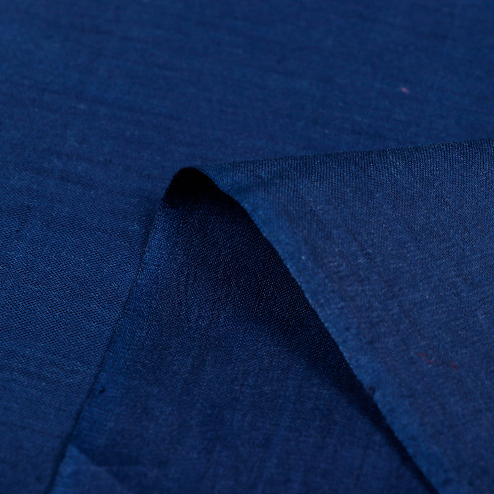 Navy Blue - Organic Handspun Handwoven Pure Mulberry Silk Cotton Fabric