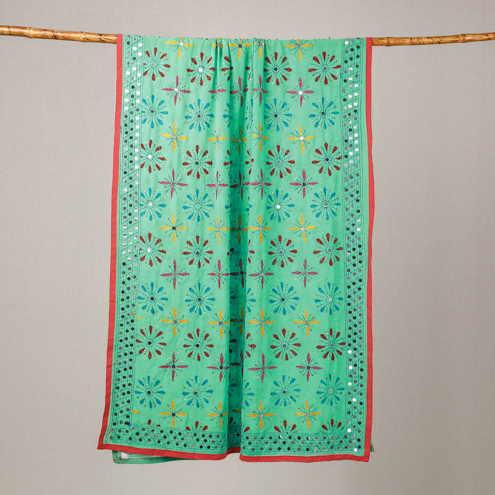 Ranihati Georgette Chapa Work Tagai Phulkari Embroidery Dupatta