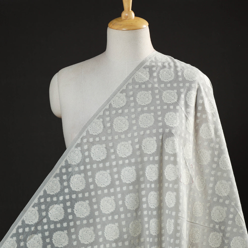 Pure Banarasi Handwoven Cutwork Buti Silk Cotton Fabric