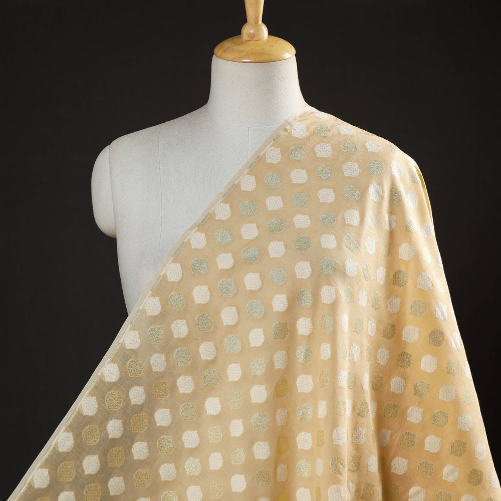 Pure Banarasi Handwoven Cutwork Zari Buti Silk Cotton Fabric