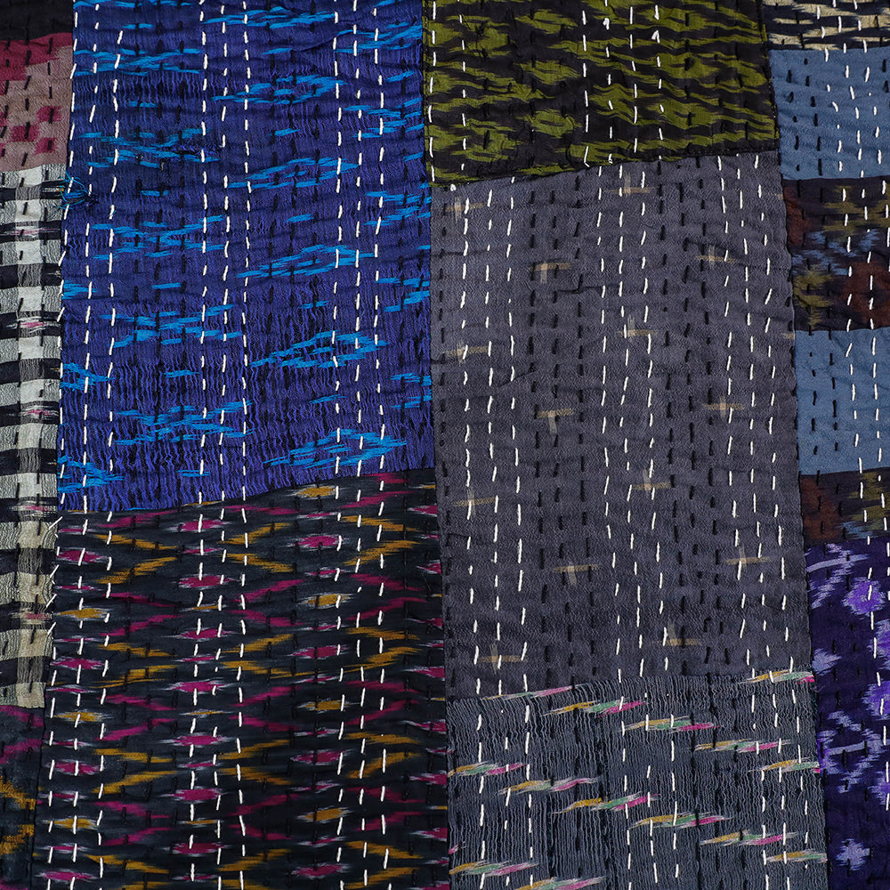 Khambadiya Patchwork Silk Cotton Quilt / Gudri / Blanket (102 x 90 in)