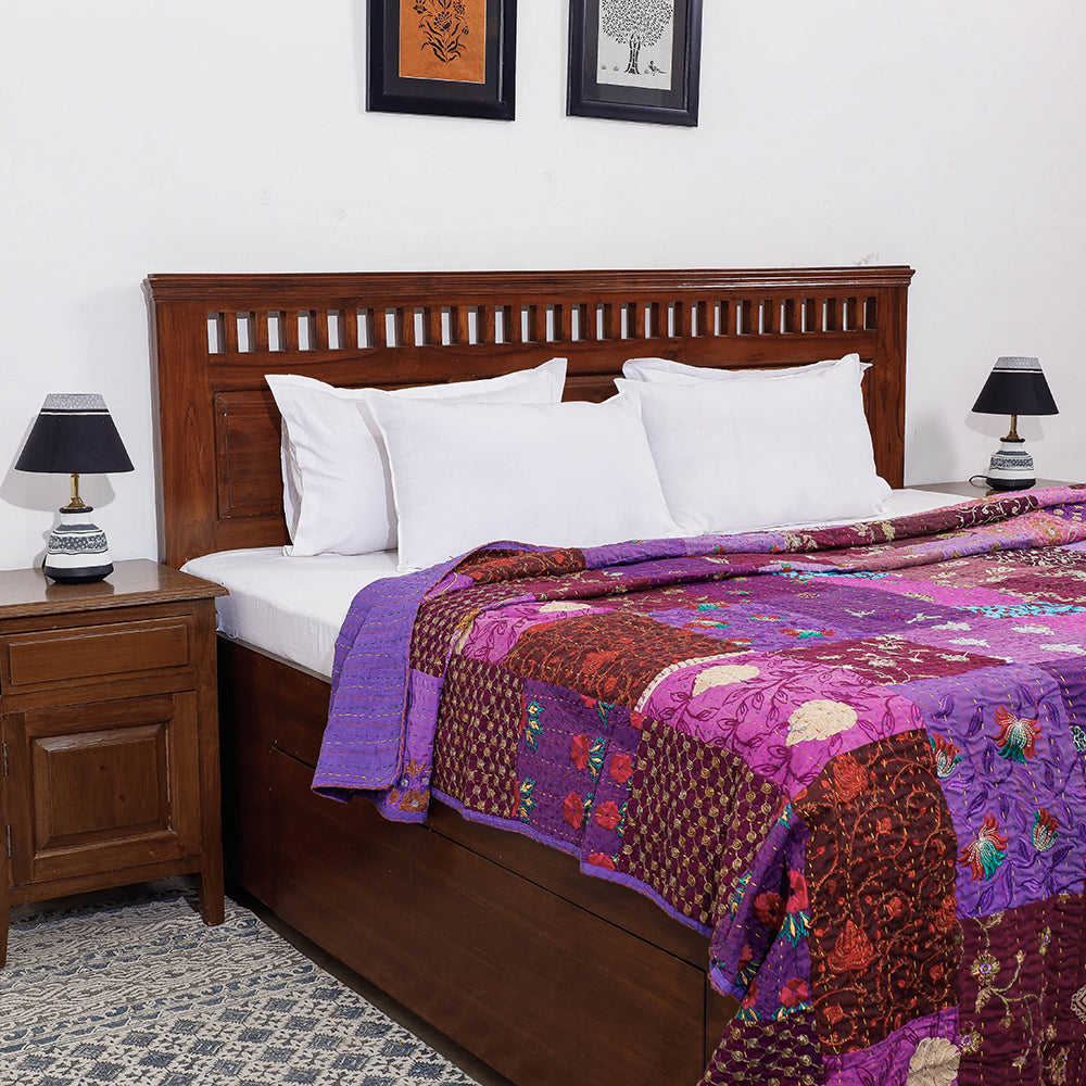 Khambadiya Patchwork Cotton Quilt / Gudri / Blanket (105 x 91 in)