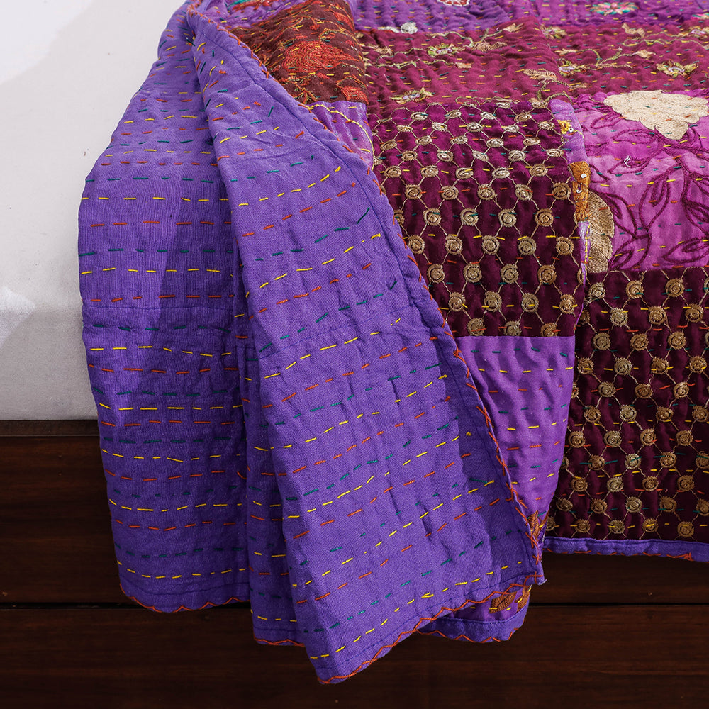 Khambadiya Patchwork Cotton Quilt / Gudri / Blanket (105 x 91 in)