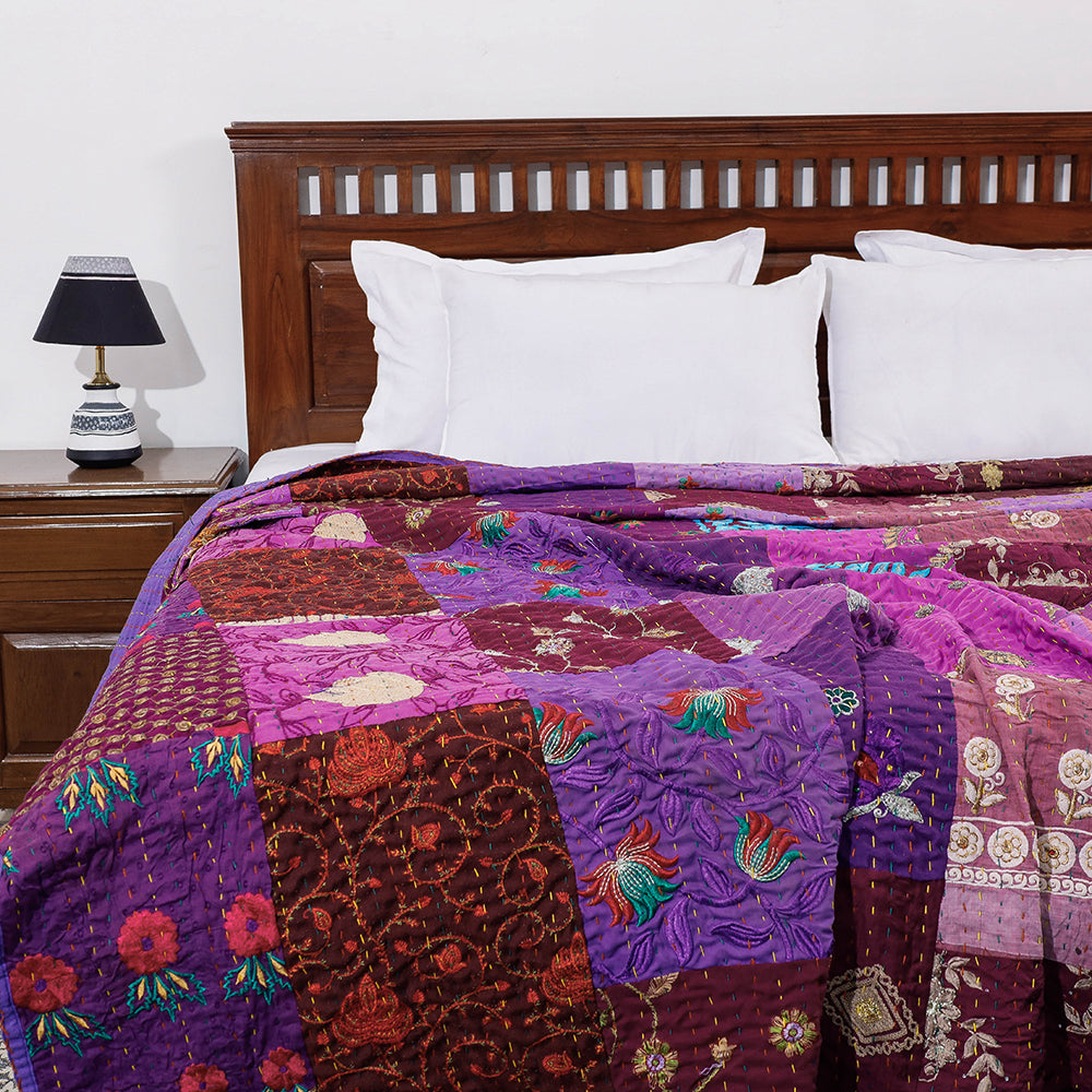 Khambadiya Patchwork Cotton Quilt / Gudri / Blanket (105 x 91 in)