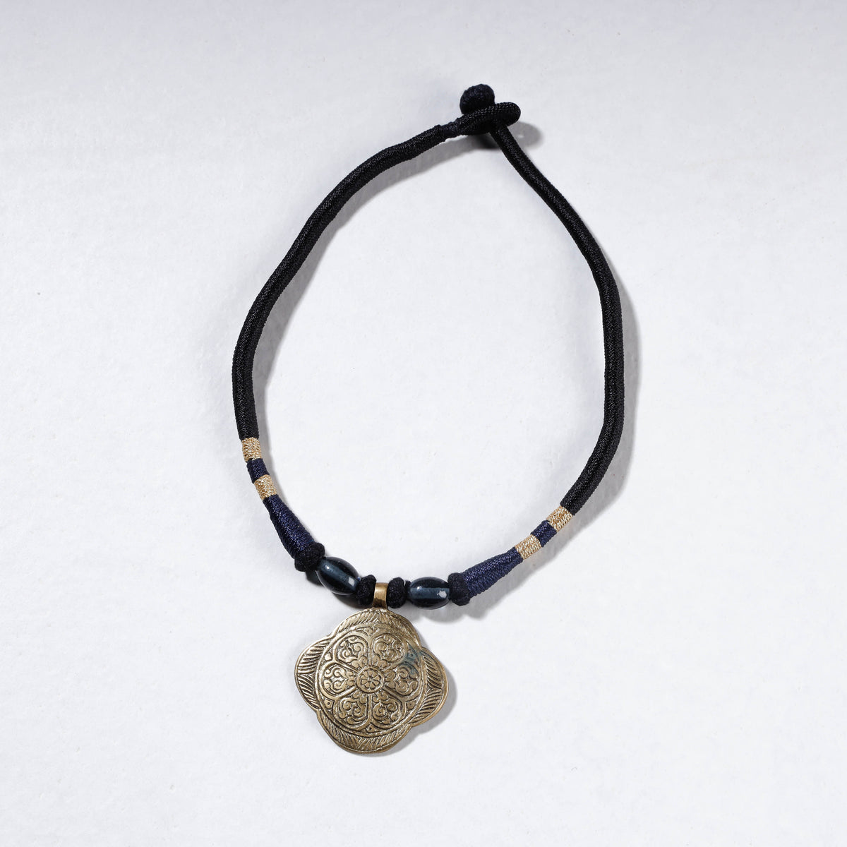 Patwa Thread &amp; Brass Pendant Necklace by Kailash Patwa