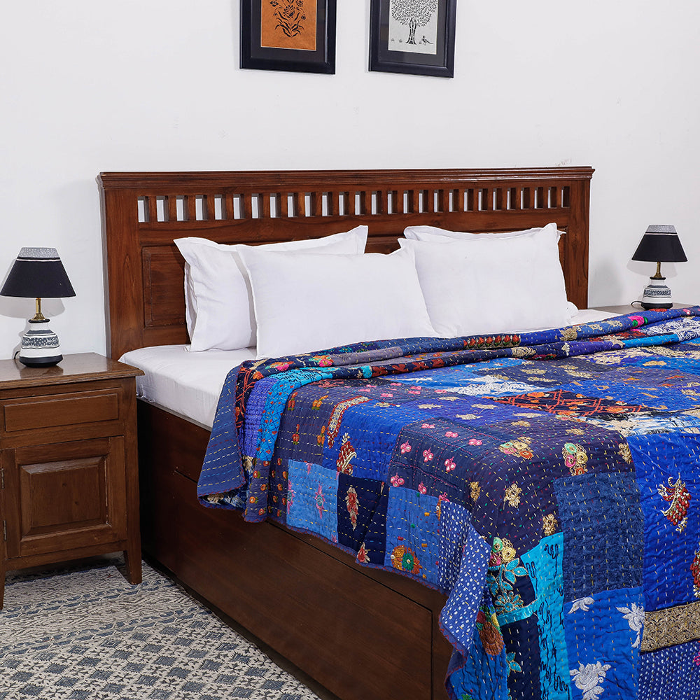 Khambadiya Patchwork Cotton Quilt / Gudri / Blanket (105 x 91 in)