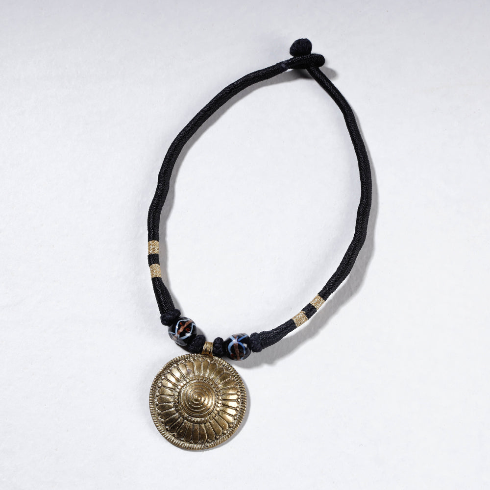 Patwa Thread &amp; Brass Pendant Necklace by Kailash Patwa