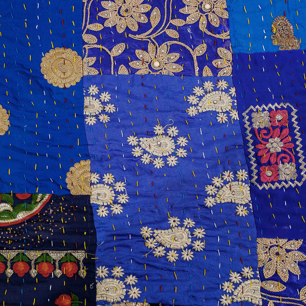 Khambadiya Patchwork Cotton Quilt / Gudri / Blanket (105 x 91 in)