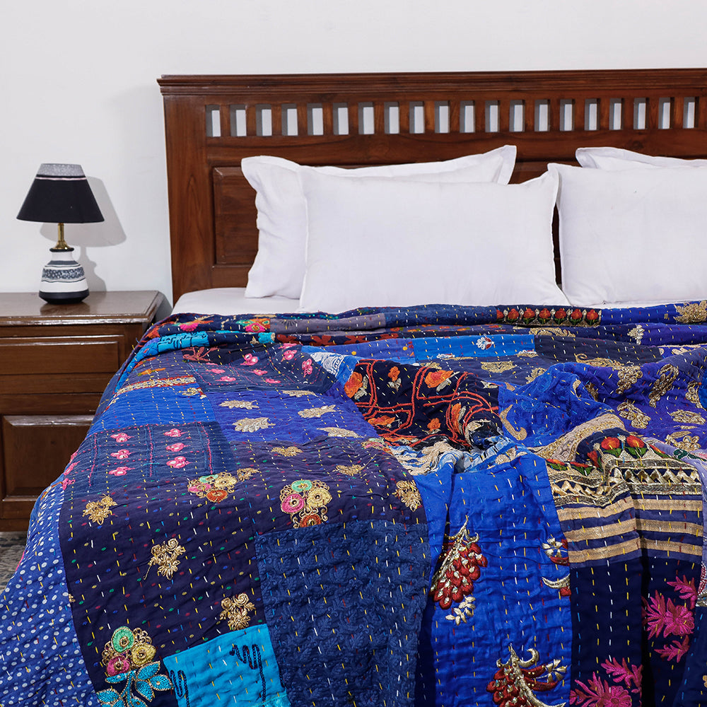 Khambadiya Patchwork Cotton Quilt / Gudri / Blanket (105 x 91 in)