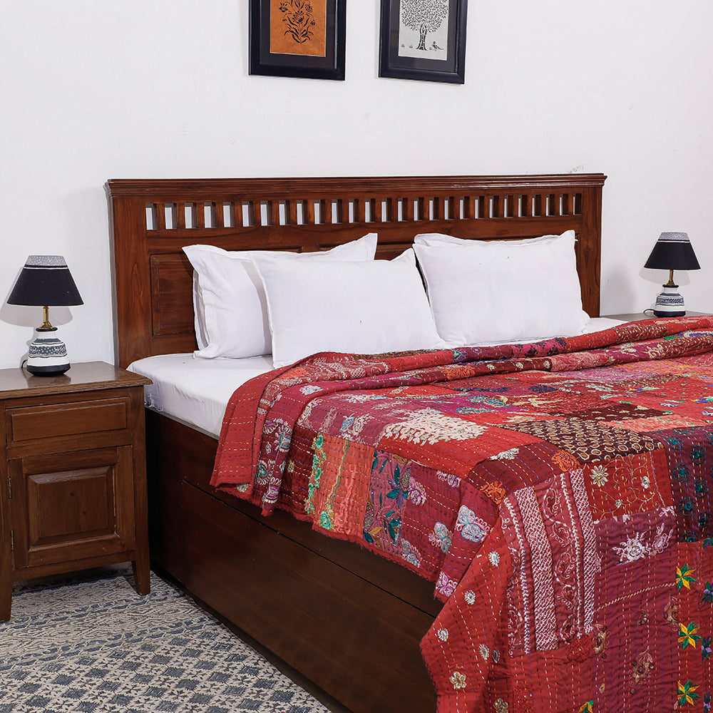 Khambadiya Patchwork Cotton Quilt / Gudri / Blanket (105 x 91 in)