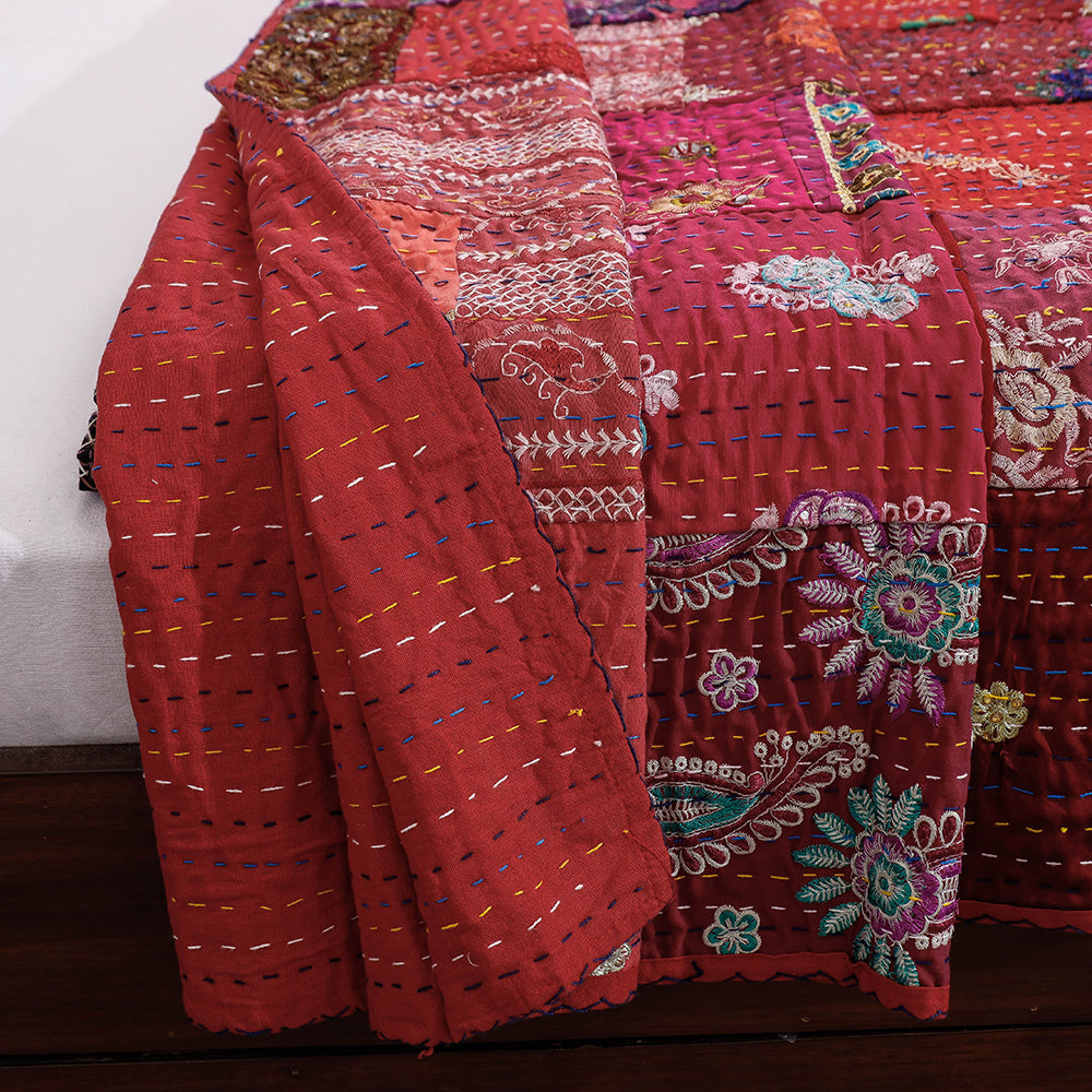 Khambadiya Patchwork Cotton Quilt / Gudri / Blanket (105 x 91 in)