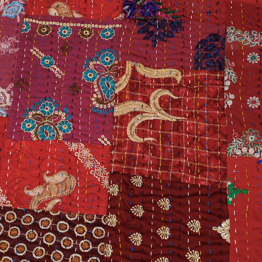 Khambadiya Patchwork Cotton Quilt / Gudri / Blanket (105 x 91 in)