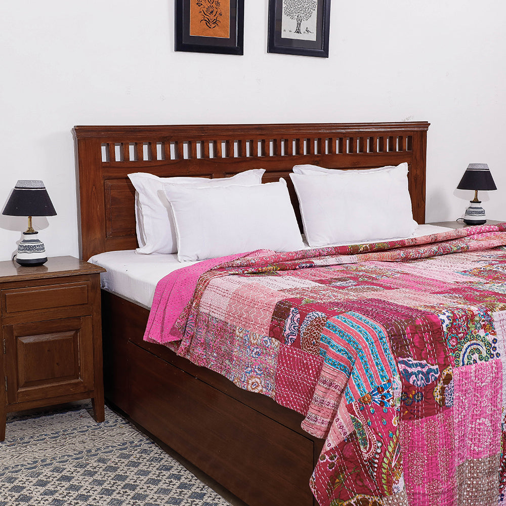 Khambadiya Patchwork Cotton Quilt / Gudri / Blanket (105 x 91 in)