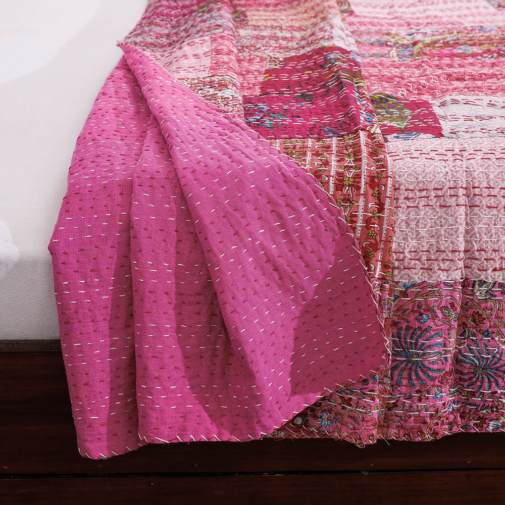 Khambadiya Patchwork Cotton Quilt / Gudri / Blanket (105 x 91 in)