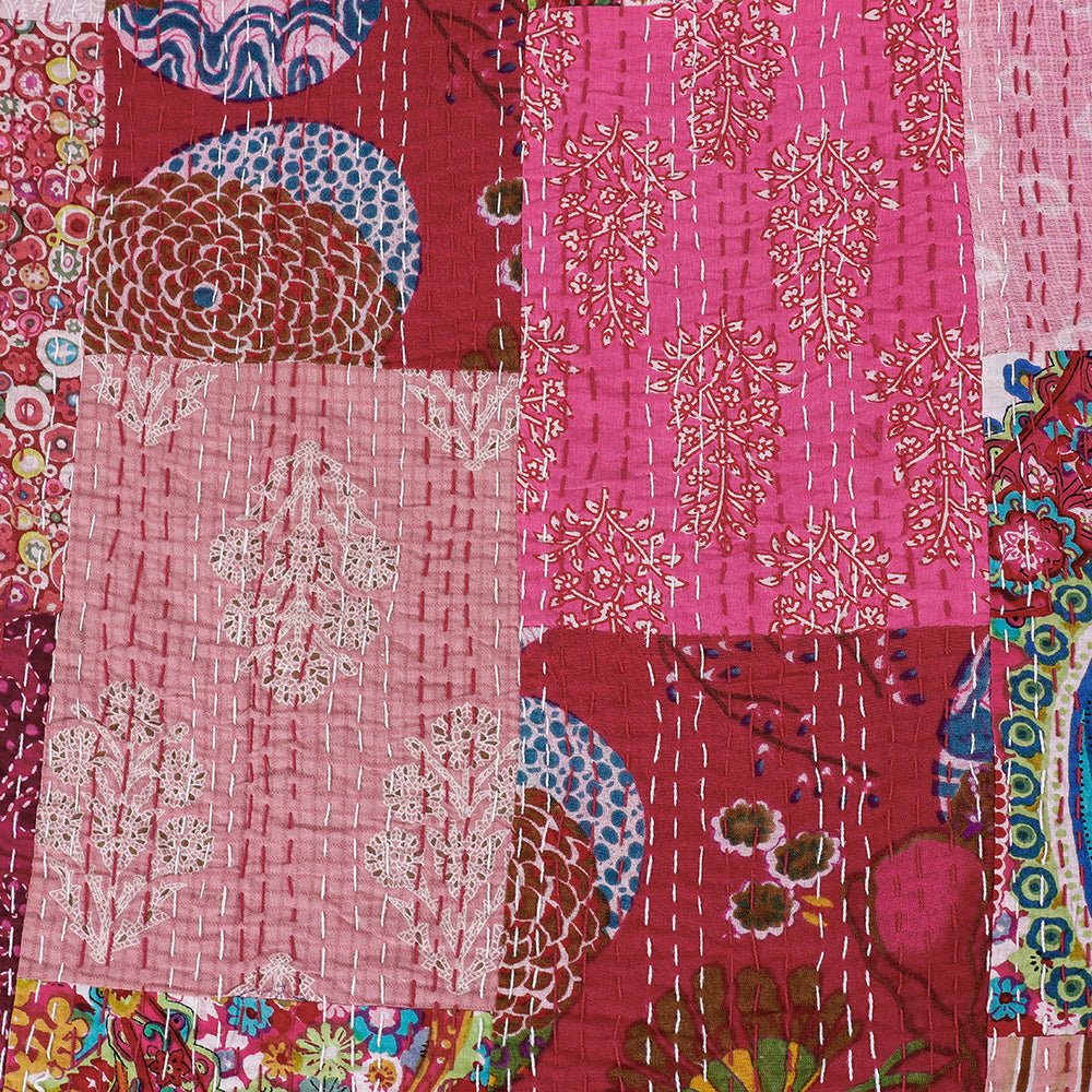 Khambadiya Patchwork Cotton Quilt / Gudri / Blanket (105 x 91 in)