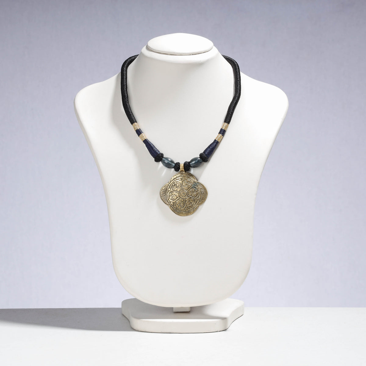 Patwa Thread &amp; Brass Pendant Necklace by Kailash Patwa