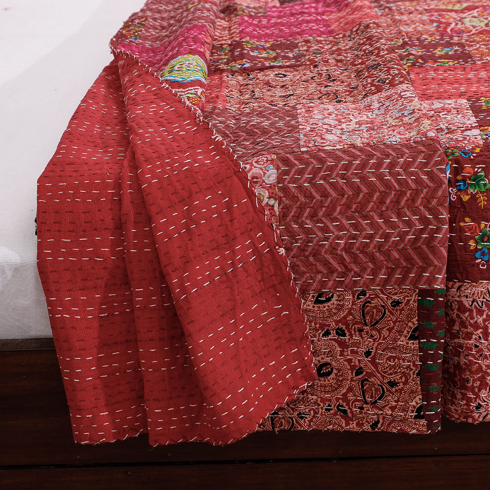 Khambadiya Patchwork Cotton Quilt / Gudri / Blanket (105 x 91 in)