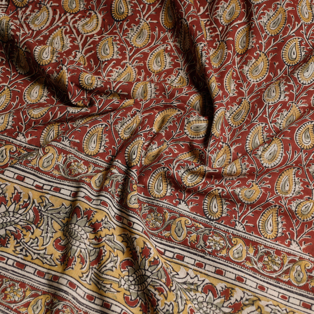 Pedana Kalamkari Hand Block Print Natural Dyed Cotton Saree